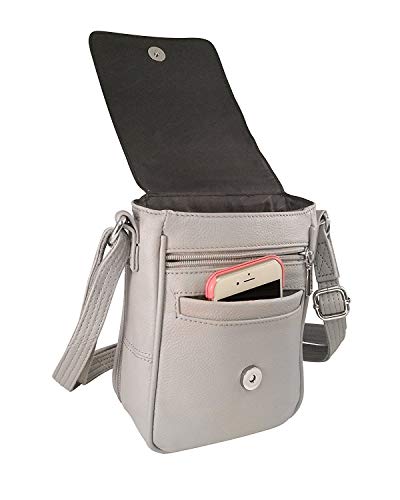 Roma Leathers Compact Concealment Crossbody Bag Wire reinforcement strap & Lockable YKK zippers