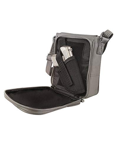 Roma Leathers Compact Concealment Crossbody Bag Wire reinforcement strap & Lockable YKK zippers