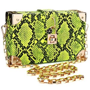 manyysi snakeskin handbag ladies party prom evening box clutch crossbody shoulder chain bag