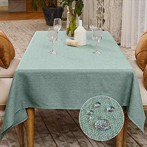 BALCONY & FALCON Rectangle Tablecloth Washable Wrinkle Resistant and Water Proof Table Cloth Decorative Linen Fabric Tablecloths for Dining Parties Kitchen Wedding and Outdoor Use (Mint Green, 55x70)