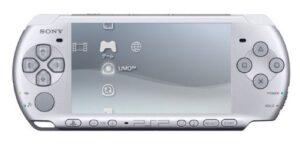 sony psp slim and lite 3000 series handheld gaming console with 2 batteries (mystic silver)(renewed)