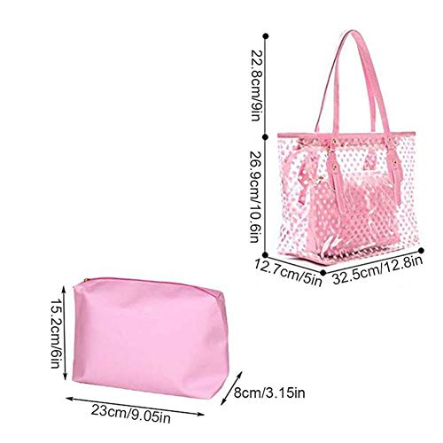 L-COOL Candy Color Clear Shoulder Bags Large Beach Bag Totes PVC Transparent Handbags For Women With Interior Pocket (Blue)