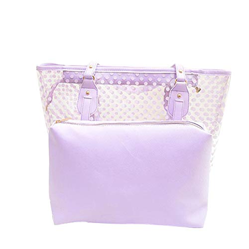 L-COOL Candy Color Clear Shoulder Bags Large Beach Bag Totes PVC Transparent Handbags For Women With Interior Pocket (Blue)