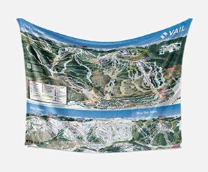 vail blanket – vail ski resort trail map soft minky throw blanket | 70 x 50 inches