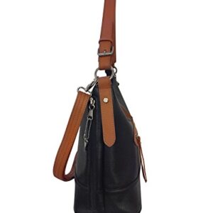 Roma Leathers Gun Concealment Bag - Cowhide Leather - Black/Light Brown