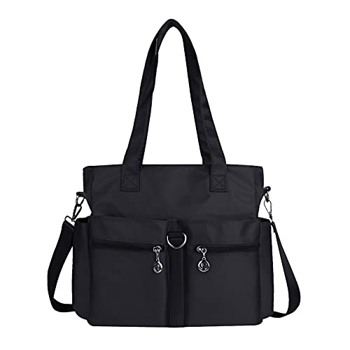 NOTAG Shoulder Handbags for Women Multipockets Tote Bags Waterproof Purses and Handbags Large Crossbody Bags (Black)