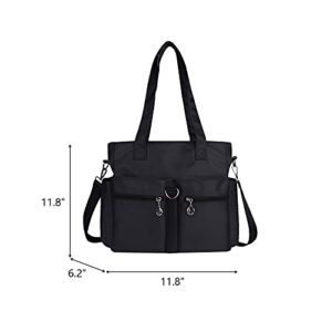 NOTAG Shoulder Handbags for Women Multipockets Tote Bags Waterproof Purses and Handbags Large Crossbody Bags (Black)