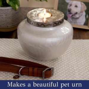 FOVERE – Decorative Urns for Ashes Adult Male and Female – Large White Ash Urn to Display at Home – 100% Handcrafted Cremation Urn for Human Ashes