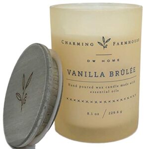 DW Home Charming Farmhouse Vanilla Brulee Scented Candle Wooden Wick