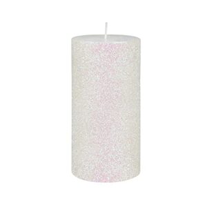 zest candle pillar candle, 3 by 6-inch, metallic white glitter