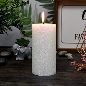 Zest Candle Pillar Candle, 3 by 6-Inch, Metallic White Glitter