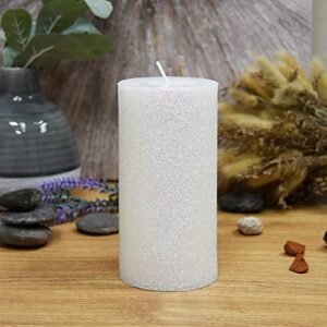 Zest Candle Pillar Candle, 3 by 6-Inch, Metallic White Glitter