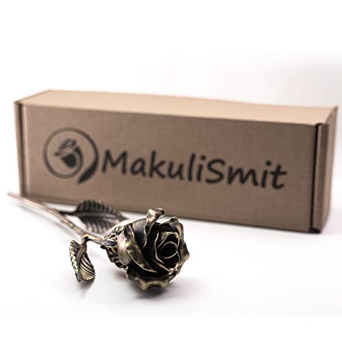 MakuliSmit Hand Forged Bronze Metal Rose Solid Gift of Everlasting Love