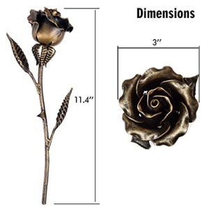 MakuliSmit Hand Forged Bronze Metal Rose Solid Gift of Everlasting Love