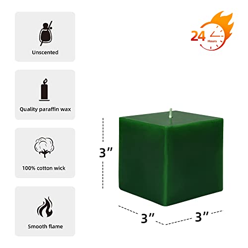 Zest Candle 3 by 3-Inch, Hunter Green Square Pillar Candle, 3" L x 3" W x 3" H