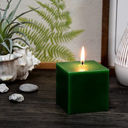 Zest Candle 3 by 3-Inch, Hunter Green Square Pillar Candle, 3" L x 3" W x 3" H