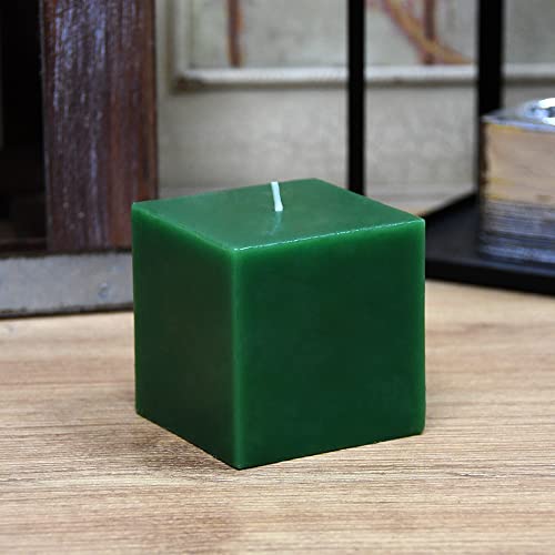 Zest Candle 3 by 3-Inch, Hunter Green Square Pillar Candle, 3" L x 3" W x 3" H