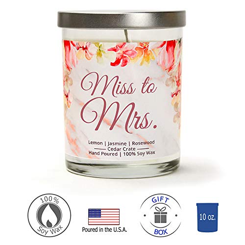 Miss to Mrs. Luxury Scented Soy Candle - Engagement Candle, Wedding Day Candle, Bridal Shower Gift, Engaged, Congrats, Unique Bride Gift for The Bride to Be for Bachelorette Parties, Made in The USA