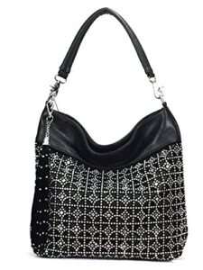 zzfab coin circle sparkle hobo bag with tassel black
