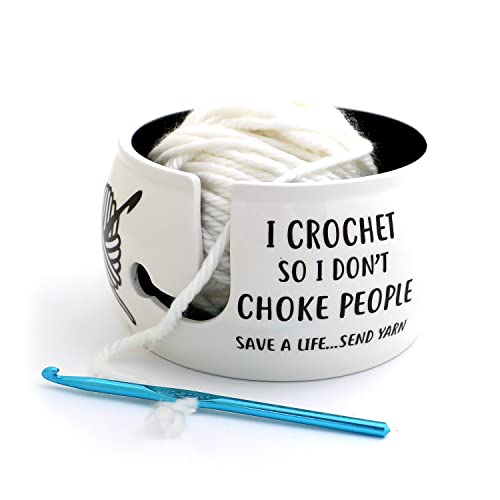 I Crochet So I Don't Choke People Yarn Bowl LennyMud by Lorrie Veasey