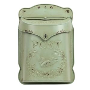 Creative Co-op DA3571 Embossed Tin Letter Box, 10" x 15.5", Aqua