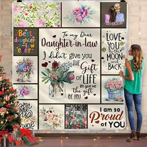 to my dear daughter in law i didn’t give you the gift of life life gave me the gift of you custom fleece photo blanket fan gift for women (x-large 80 x 60 inch)