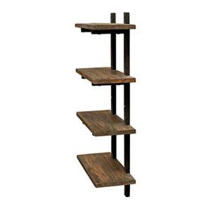 Alaterre Furniture Pomona 36" Tall 4-Shelf Metal and Solid Wood Bath Wall Shelf, Durable Natural Finish, Rustic Industrial Style for Any Room, Hangs Easily w/EZ Drywall Anchors, 8" Deep