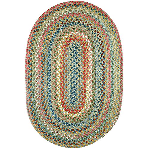 Super Area Rugs Gemstone Made in USA Braided Rug Colorful Kitchen Living Room Carpet, Peridot 4' X 6'