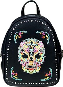 montana west mw457-8392 montana west sugar skull collection handbag-black western hobo cowhide leather concealed carry purse