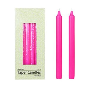 Zest Candle 12-Piece Taper Candles, 10-Inch, Hot Pink Straight