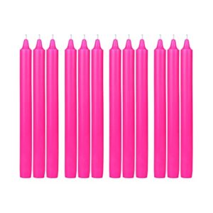 Zest Candle 12-Piece Taper Candles, 10-Inch, Hot Pink Straight