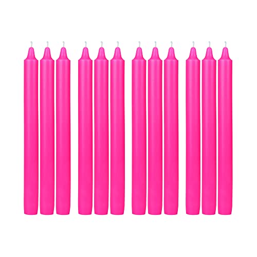 Zest Candle 12-Piece Taper Candles, 10-Inch, Hot Pink Straight