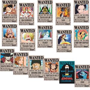 bamboo’s store op wanted posters, anime posters 42 cm × 29 cm, new edition, luffy 1.5 billion, zoro 320 million, set of 16