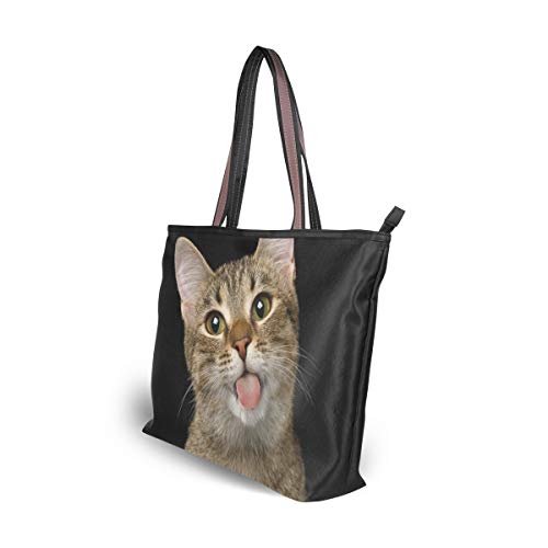 My Daily Women Tote Shoulder Bag Funny Happy Cat Handbag Medium