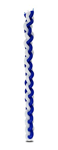 Jerusalem Candles Havdalah Candle - Braided Blue and White - Flat Havdallah Candles - 2 Pack