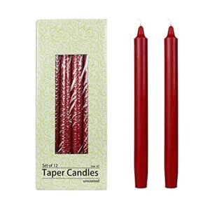 zest candle 12-piece taper candles, 10-inch, red straight