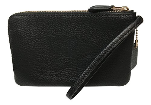 COACH Boom 02 Pebbled Leather Double Corner Zip, Black, One Size