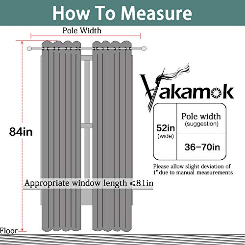 Yakamok 84 Inch Long Blackout Curtains for Bedroom, Thermal Insulated Room Darkening Black Curtains, Light Blocking Blackout Drapes for Living Room- 2 Panels,52 Inch Width