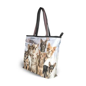 My Daily Women Tote Shoulder Bag Cute Chihuahuas Dog Handbag Large