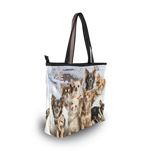 My Daily Women Tote Shoulder Bag Cute Chihuahuas Dog Handbag Large