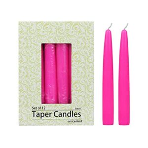 zest candle 12-piece hot pink 6″ taper candles, count