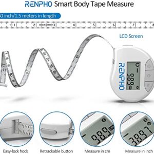 Smart Tape Measure Body with App - RENPHO Bluetooth Measuring Tapes for Body Measuring, Weight Loss, Muscle Gain, Fitness Bodybuilding, Retractable, Measures Body Part Circumferences, Inches & cm