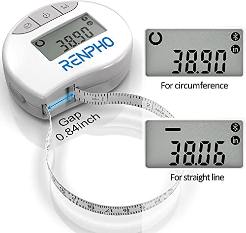 Smart Tape Measure Body with App - RENPHO Bluetooth Measuring Tapes for Body Measuring, Weight Loss, Muscle Gain, Fitness Bodybuilding, Retractable, Measures Body Part Circumferences, Inches & cm