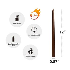 Zest Candle 12-Piece Taper Candles, 12-Inch, Brown