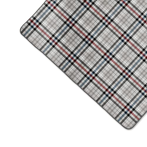 Blanket Tote XL Outdoor Picnic Blanket - Beach Blanket - Camping Blanket, (Carnaby Street Collection - Gray with Blue & Red Accents)