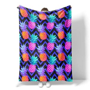 pineapple throw blanket,flannel fleece blankets for boys girls women men,super soft cozy warm luxury lightweight bed blanket for sofa couch camping travel all season use 50×60 inches