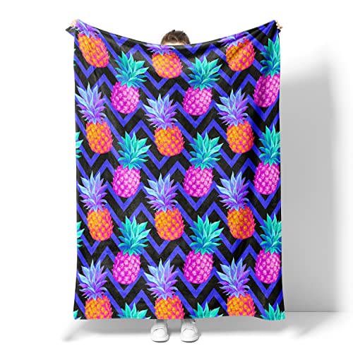 Pineapple Throw Blanket,Flannel Fleece Blankets for Boys Girls Women Men,Super Soft Cozy Warm Luxury Lightweight Bed Blanket for Sofa Couch Camping Travel All Season Use 50×60 Inches