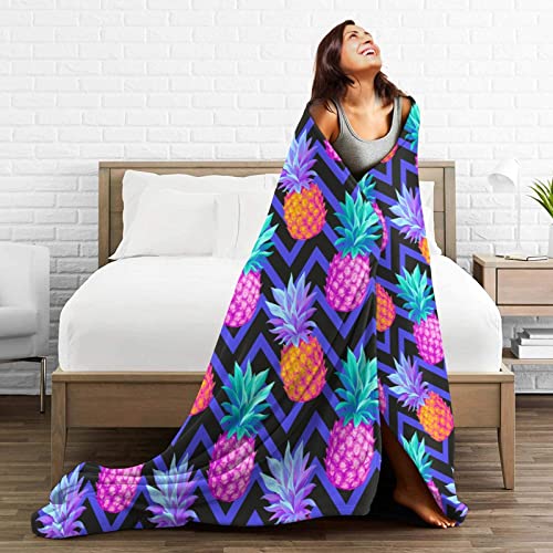 Pineapple Throw Blanket,Flannel Fleece Blankets for Boys Girls Women Men,Super Soft Cozy Warm Luxury Lightweight Bed Blanket for Sofa Couch Camping Travel All Season Use 50×60 Inches