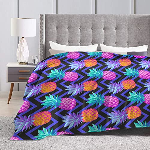 Pineapple Throw Blanket,Flannel Fleece Blankets for Boys Girls Women Men,Super Soft Cozy Warm Luxury Lightweight Bed Blanket for Sofa Couch Camping Travel All Season Use 50×60 Inches