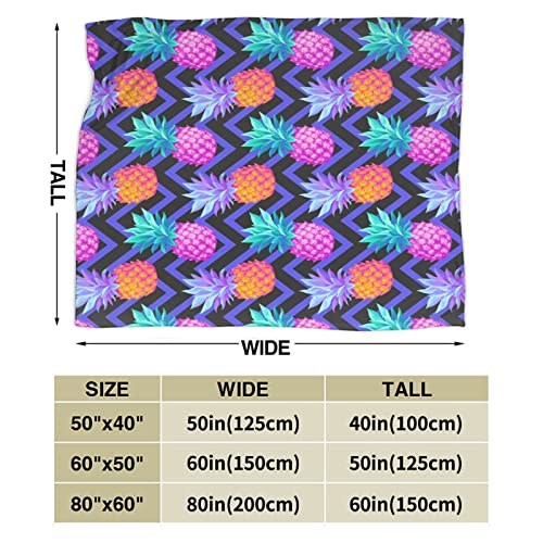 Pineapple Throw Blanket,Flannel Fleece Blankets for Boys Girls Women Men,Super Soft Cozy Warm Luxury Lightweight Bed Blanket for Sofa Couch Camping Travel All Season Use 50×60 Inches